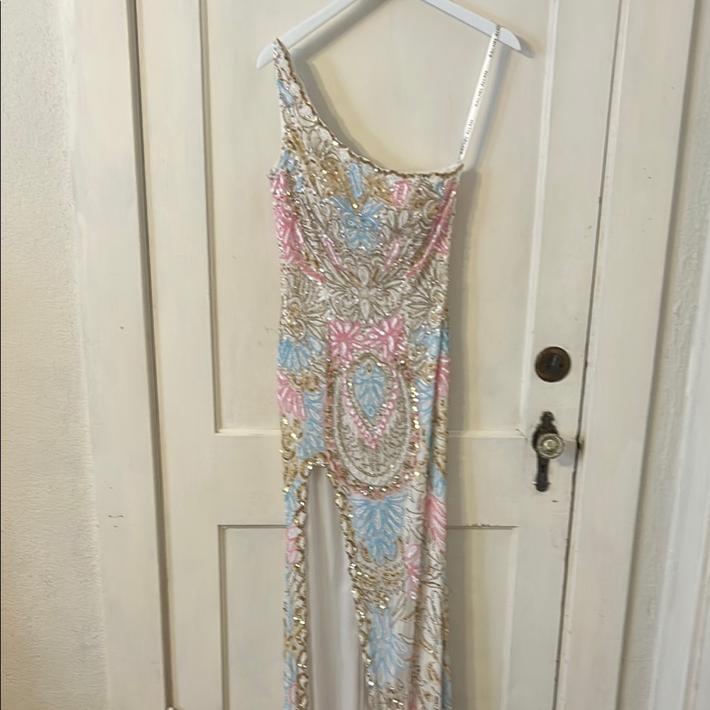 Elegant One Shoulder Multicolor Dress